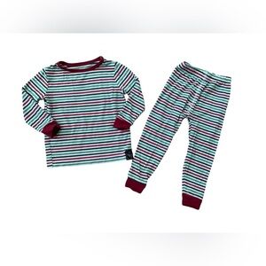 Sweet Bamboo Size 18-24 Months Red and Green Striped Pajamas